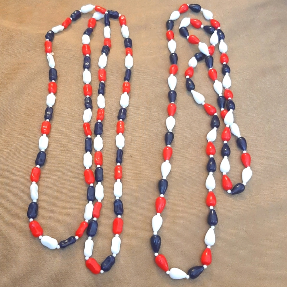 Vintage 70s Red White & Blue Necklaces